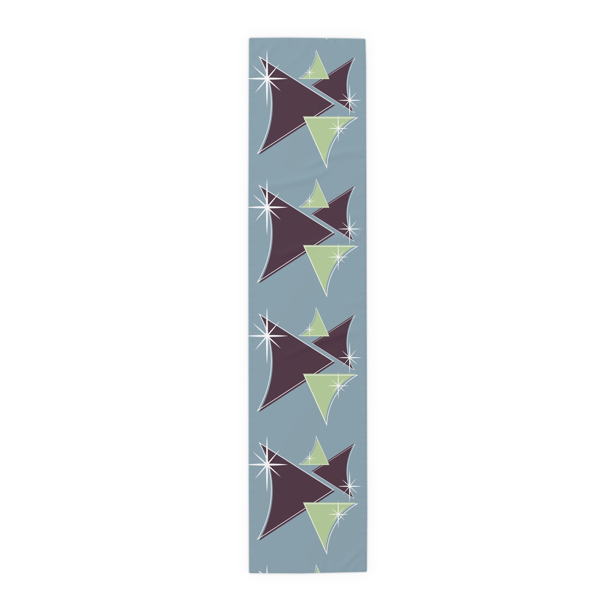 Mid Century Modern Table Runner Indigo Blue, Purple Green Retro Table Linens - Mid Century Modern Gal