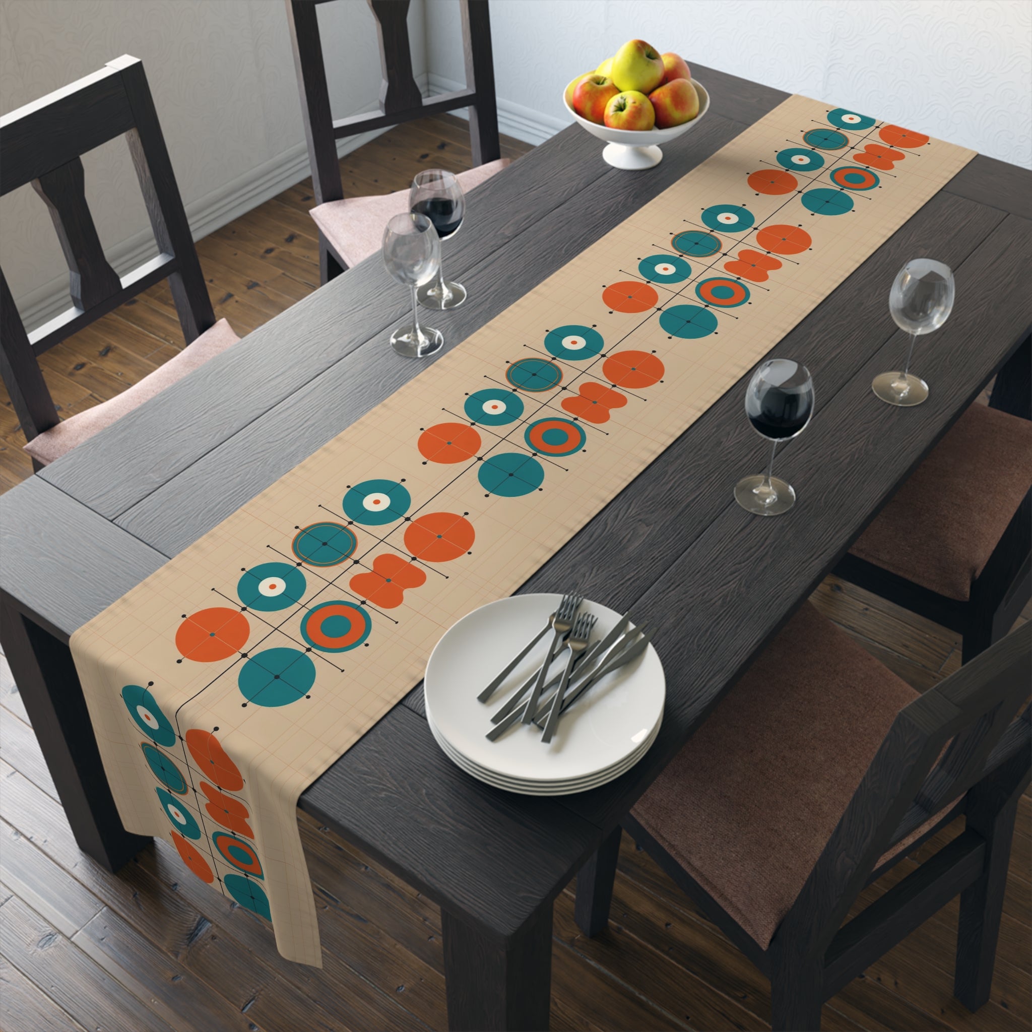 Mid Century Modern Minimalist Geometric Retro Table Runner - Mid Century Modern Gal