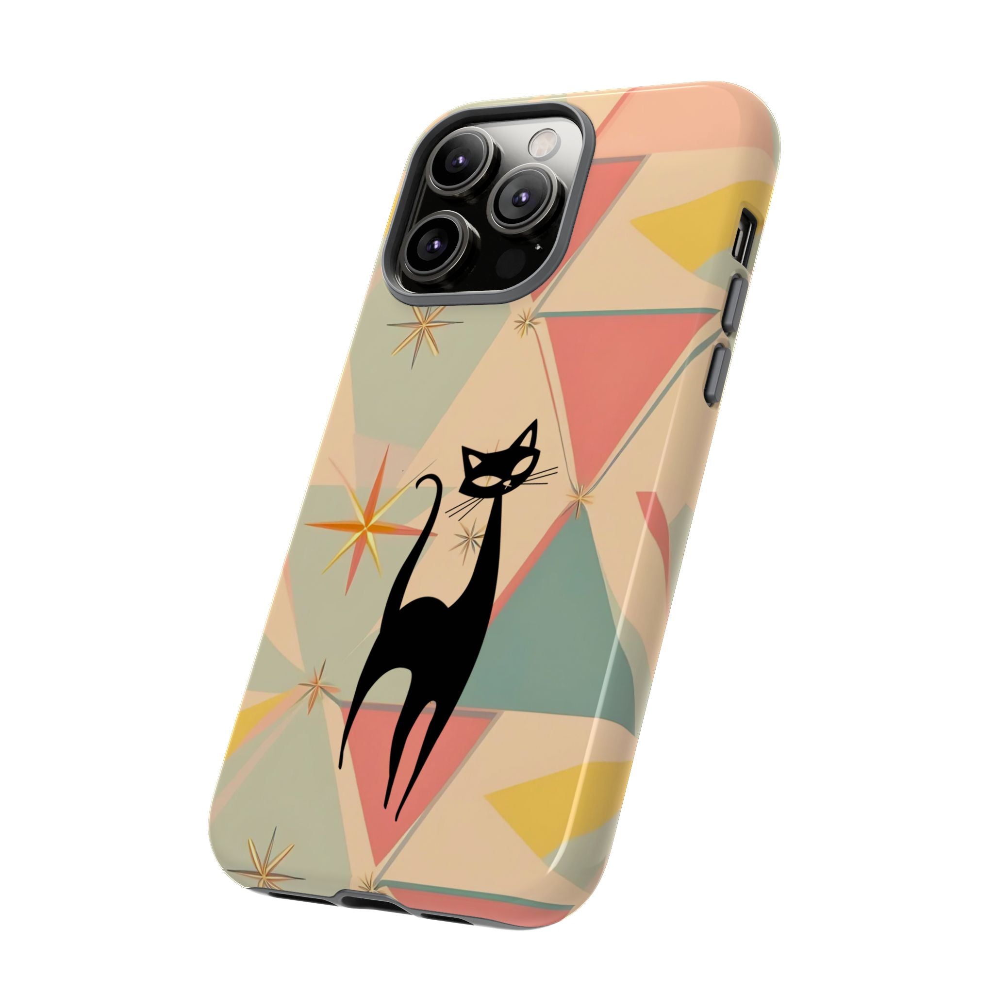 Atomic Cat Mid Mod Retro Cat Phone Case | Tough Cases with Vintage Vibe | Ideal for Cat Lovers