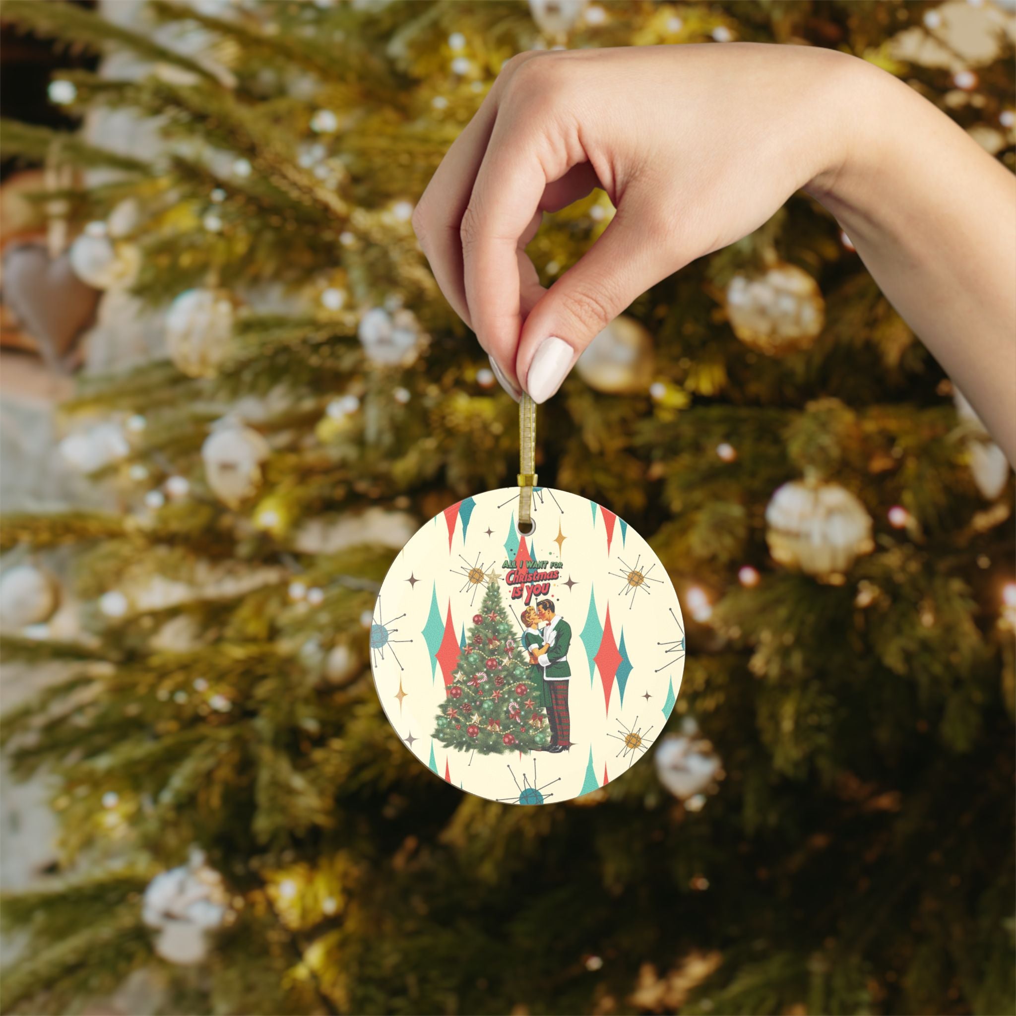 Vintage Christmas Glass Ornaments - All I Want for Christmas Is You - Retro Holiday Decoration - Mid Century Modern Gal