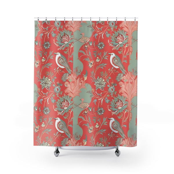 Chinoiserie Elegant Floral Birds Shower Curtain - Vibrant Vintage Design for Bathroom Decor