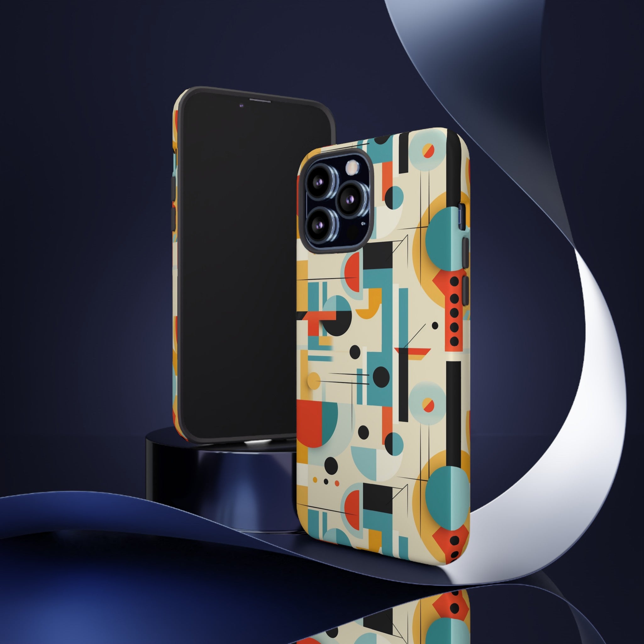 Bauhaus Designed Mid Mod Geometric Groovy Smart Phone, iPhone, Samsung Compatible Tough Cases - Mid Century Modern Gal