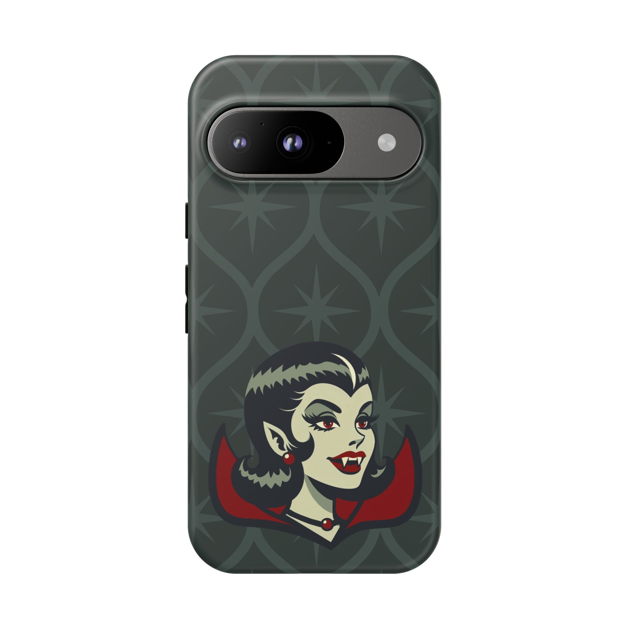 Vampire Dracula Girl Halloween Goth Horror Buff MCM Green Tough Phone Case