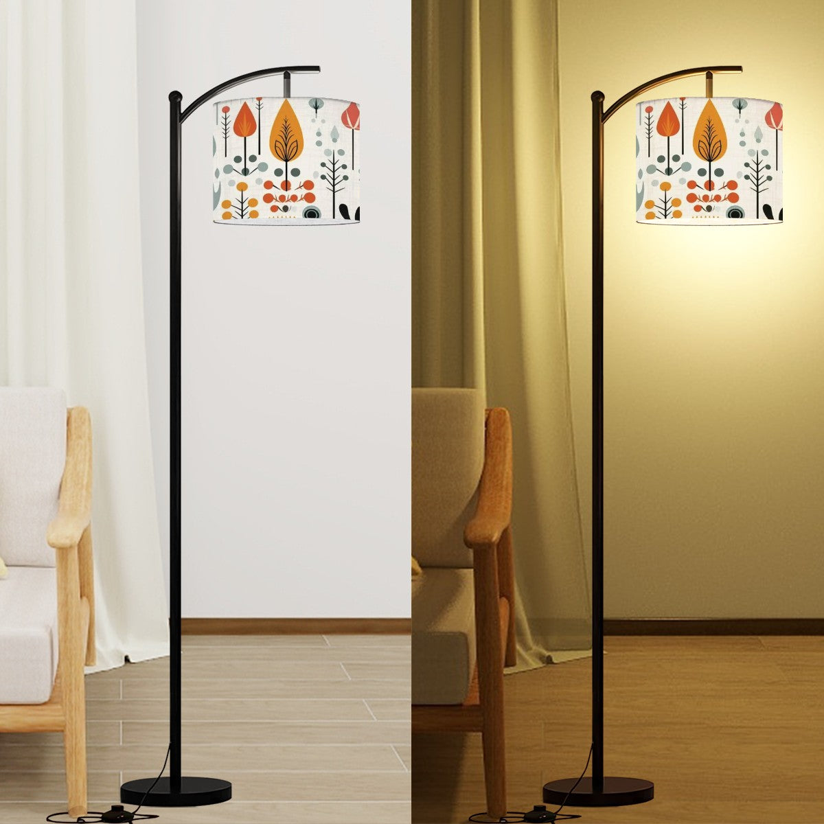 Floral Scandinavian Designed Modern Danish Lamp Shade ONLY - Mid Century Modern Gal
