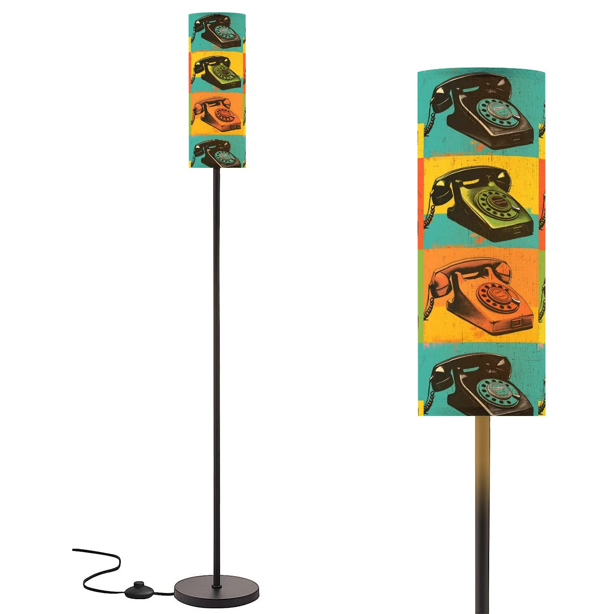 Retro Rotary Phone Mid Mod Slim Funky Fun Floor Lamp - Mid Century Modern Gal