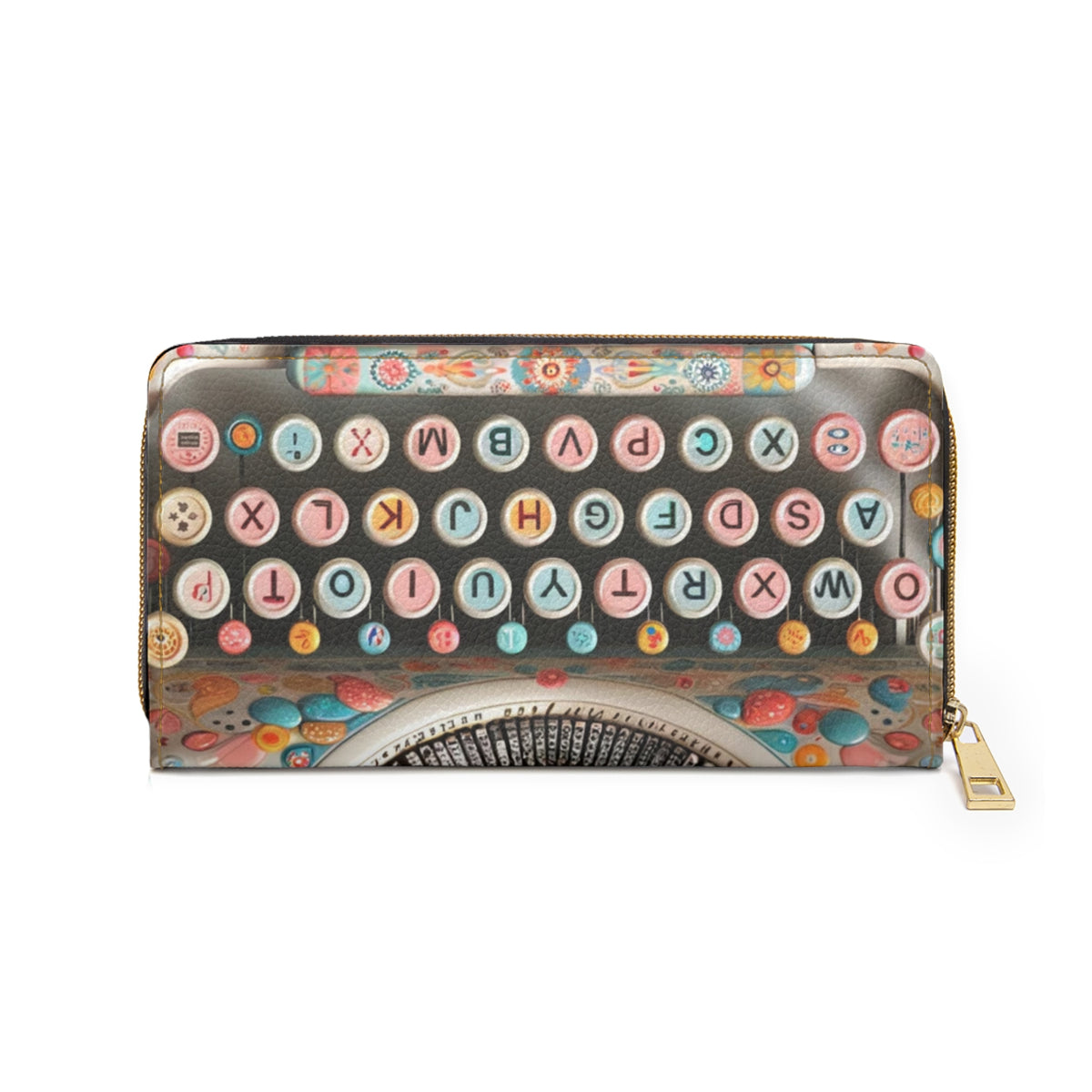 Retro Typewriter Wallet In Pink, Aqua- Coordinating Zipper Wallet, To Match Our Kitschy Typewriter Bag - Mid Century Modern Gal