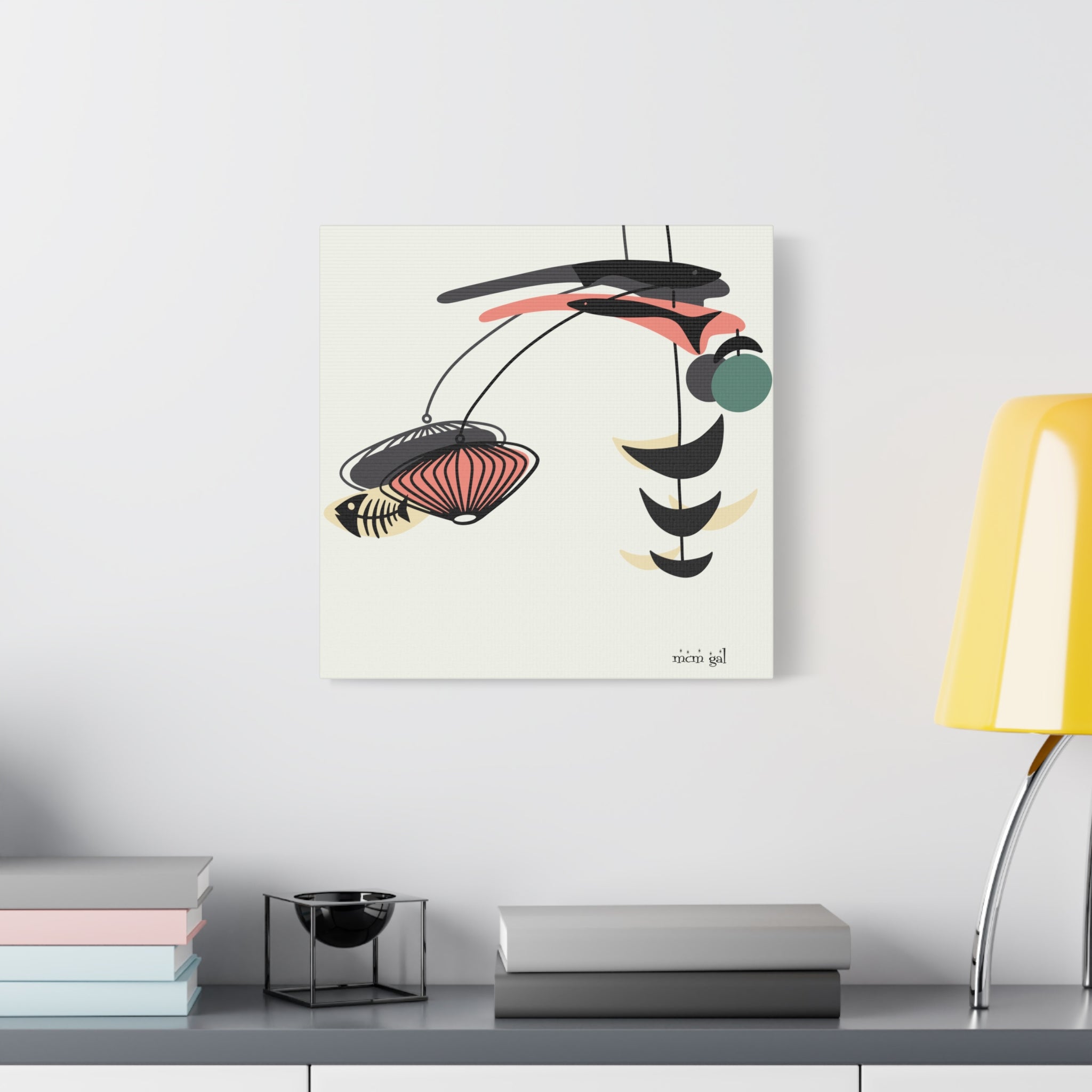 Mid Century Modern Fish Art, Modern Abstract Wall Art Canvas - Mid Century Modern Gal