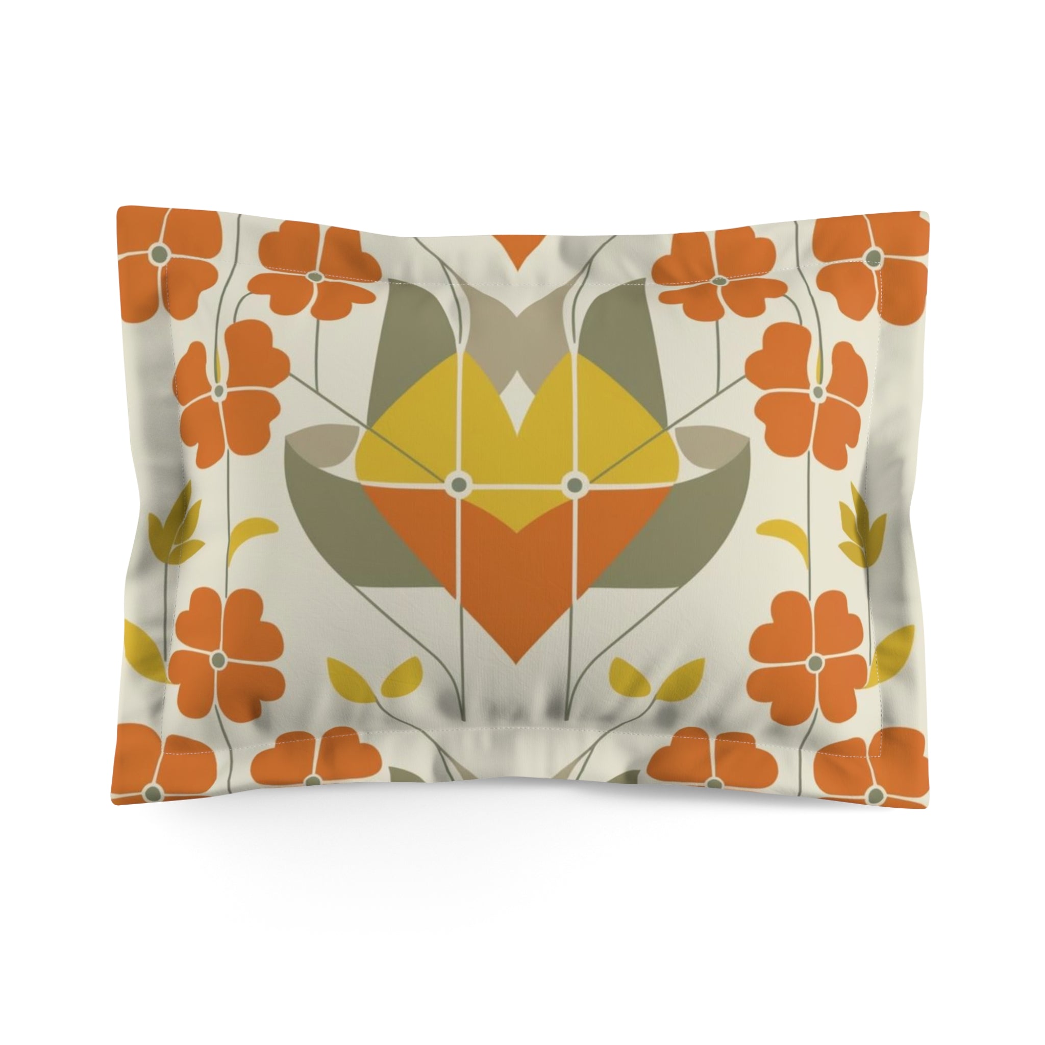 Mid Mod Modern Danish Floral Nordic Vintage Bohemian Pillow Sham - Mid Century Modern Gal