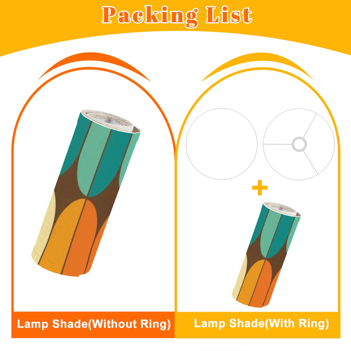 Mid Century Modern Bold Orange, Teal Geometric Groovy Lamp SHADE - Mid Century Modern Gal