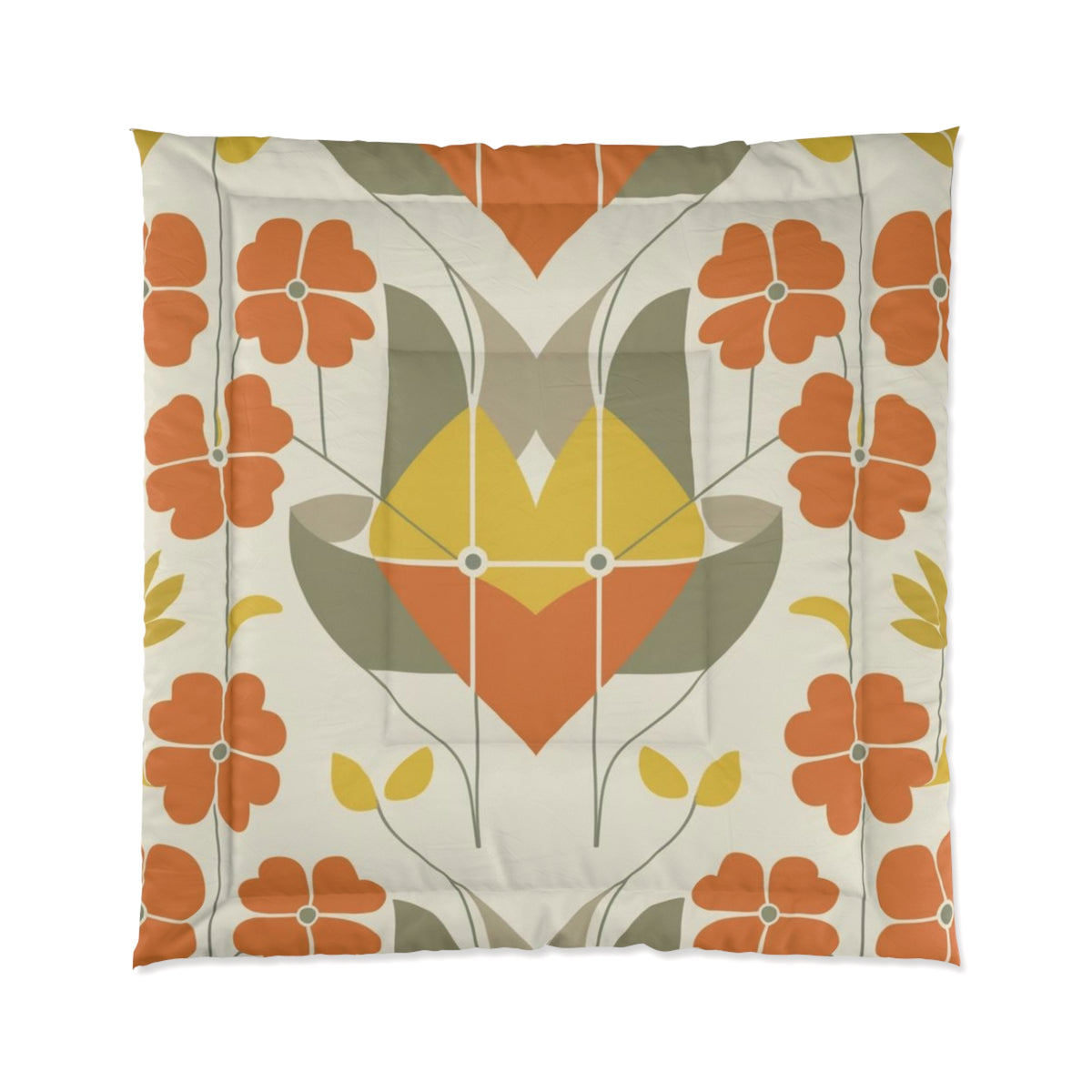 Modern Nordic Vintage Floral Bohemian Floral Comforter - Cozy Retro Bedding - Mid Century Modern Gal