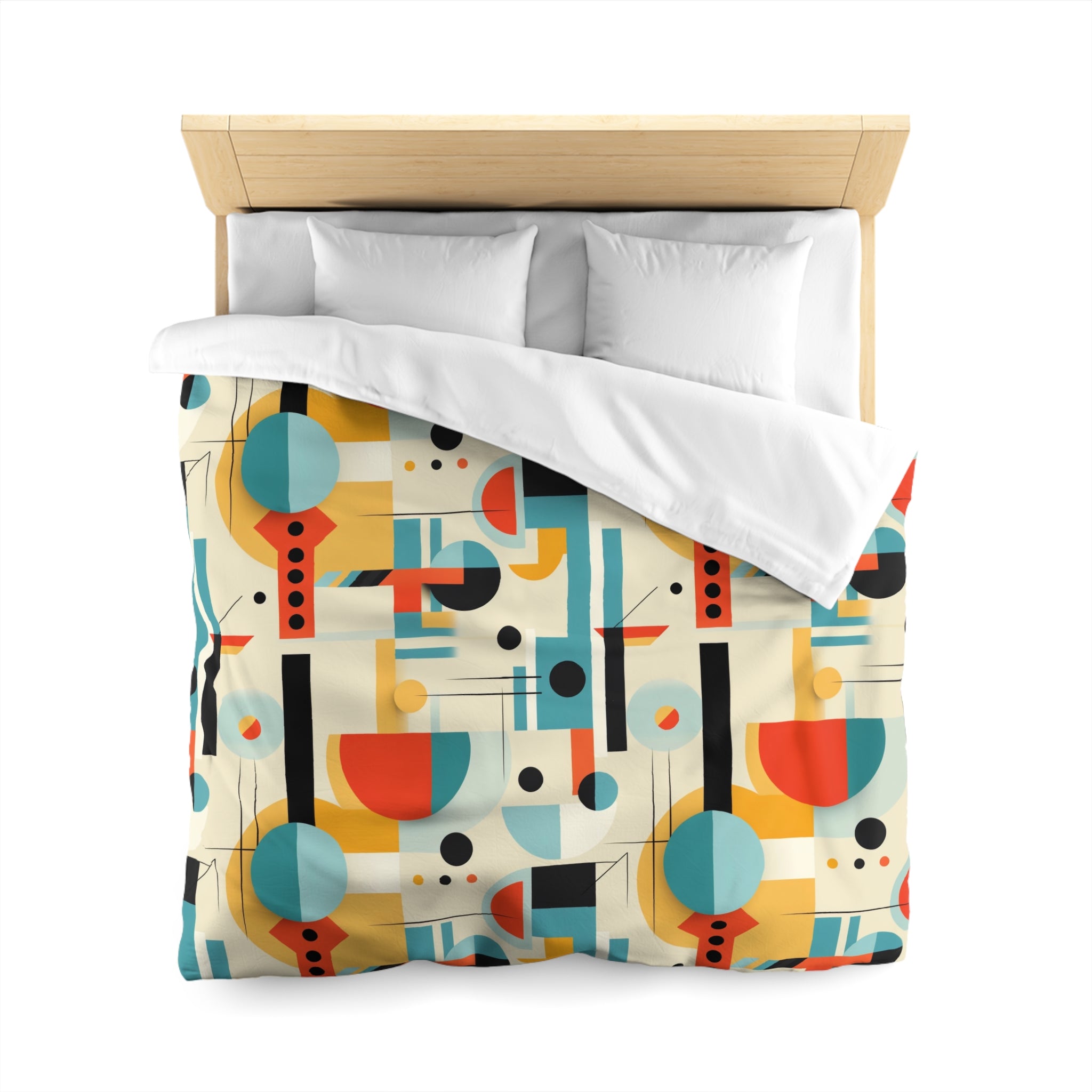 Bauhaus Modern MCM Bedding Duvet Cover, Orange, Blue, Yellow, Minimalist Design - Mid Century Modern Gal