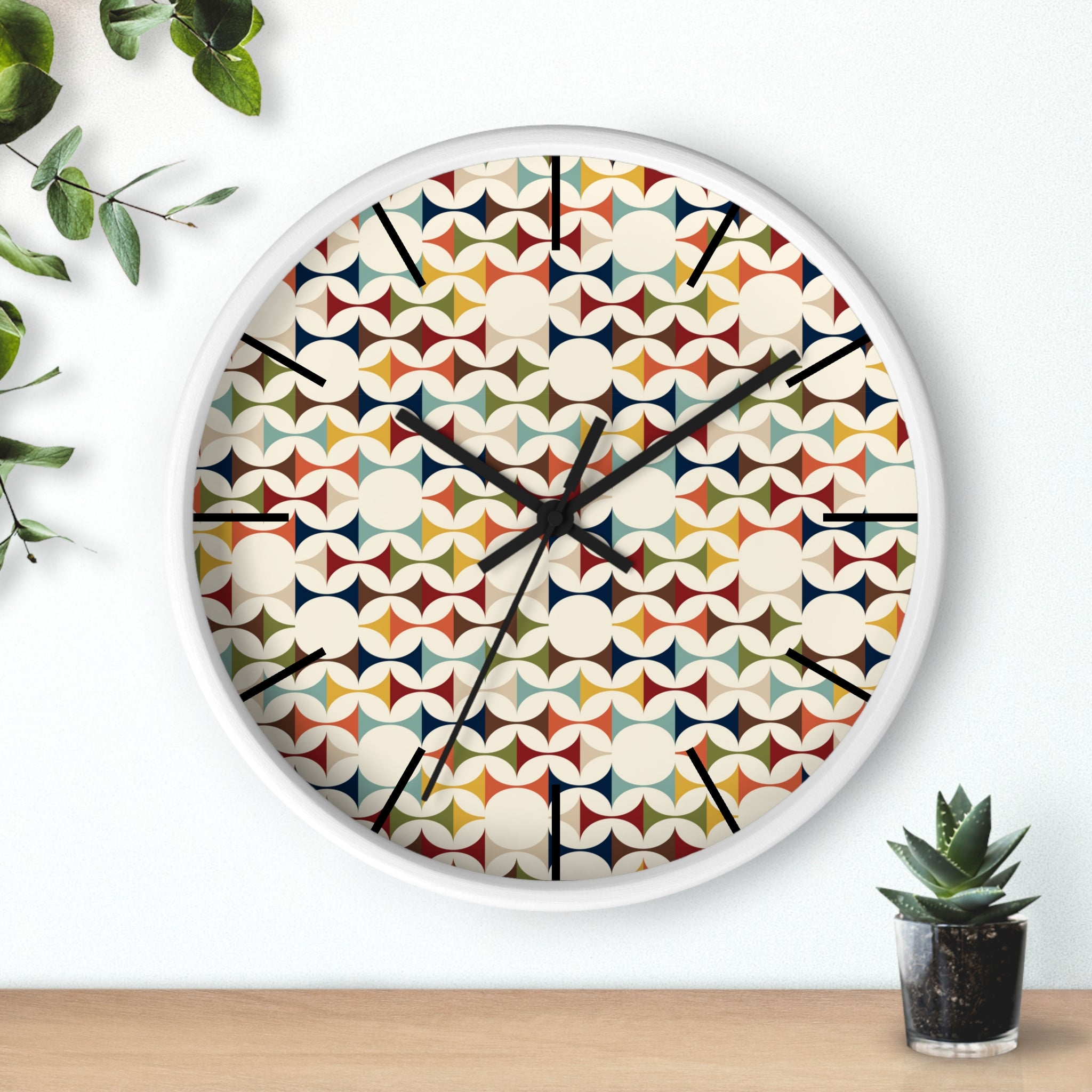 Mid Century Modern Scandinavian Designed, Geometric Retro Colorful Retro Wall Clock - Mid Century Modern Gal