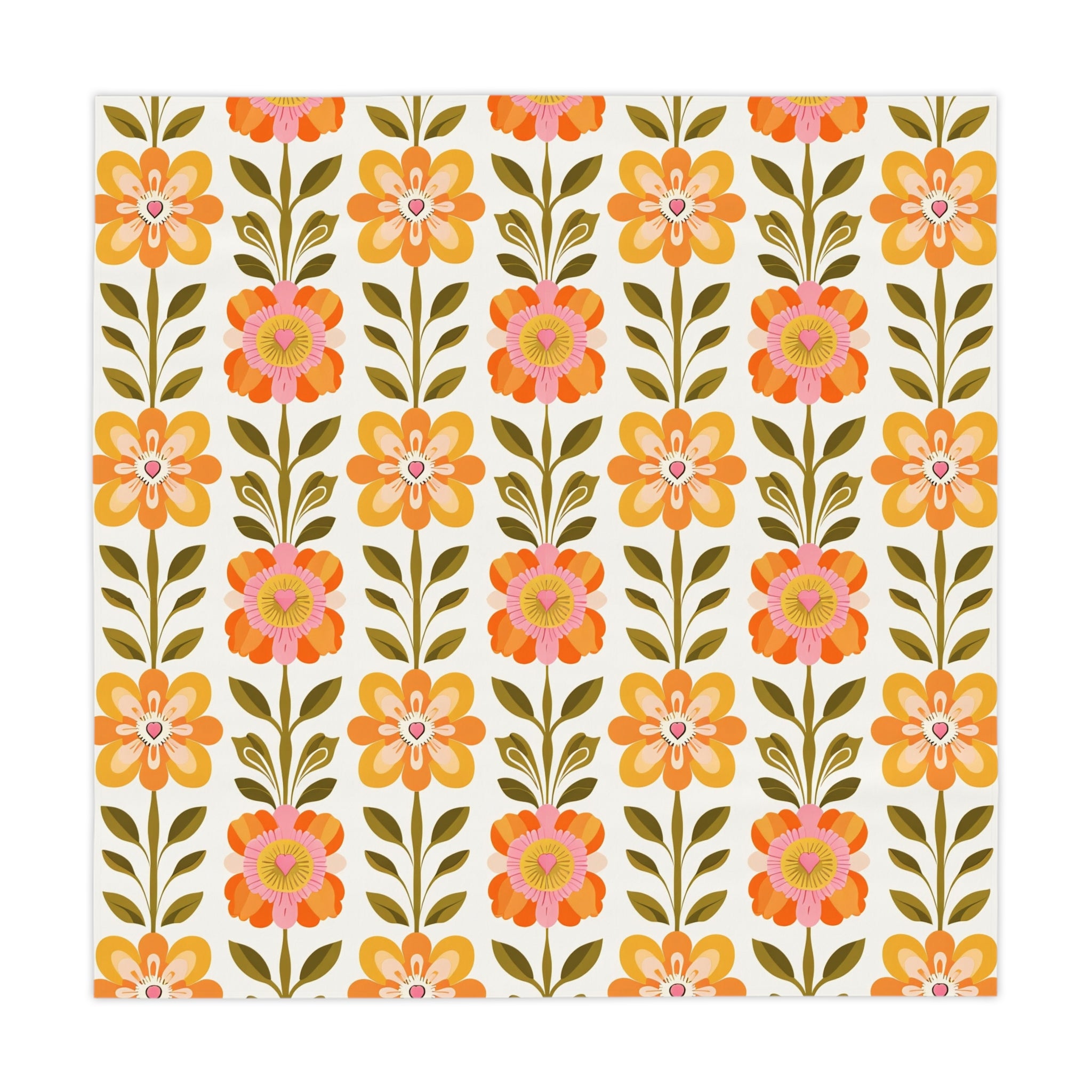 Scandinavian Floral Print Mid Century ModernTablecloth - Vintage Style for Kitchen & Dining - Mid Century Modern Gal