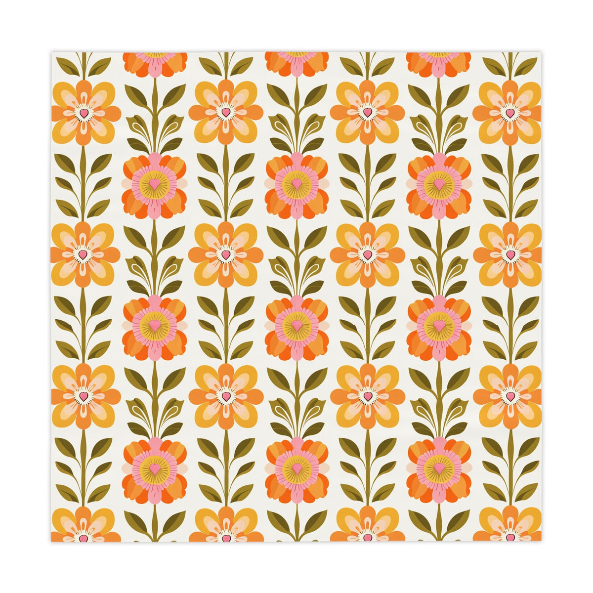 Scandinavian Floral Print Mid Century ModernTablecloth - Vintage Style for Kitchen & Dining - Mid Century Modern Gal
