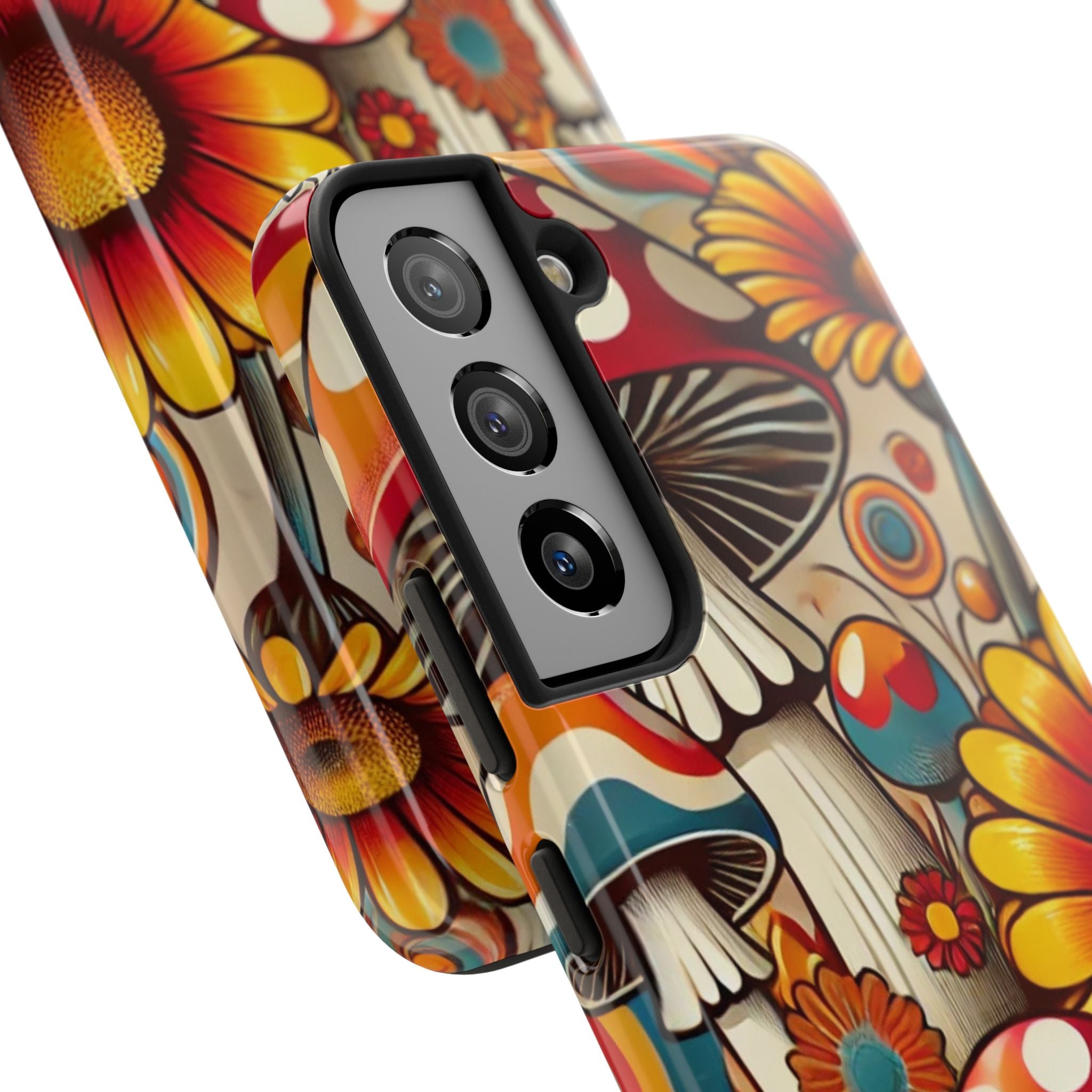 Bohemian Floral Mushroom Tough Phone Case - Trendy Protection for Nature Lovers