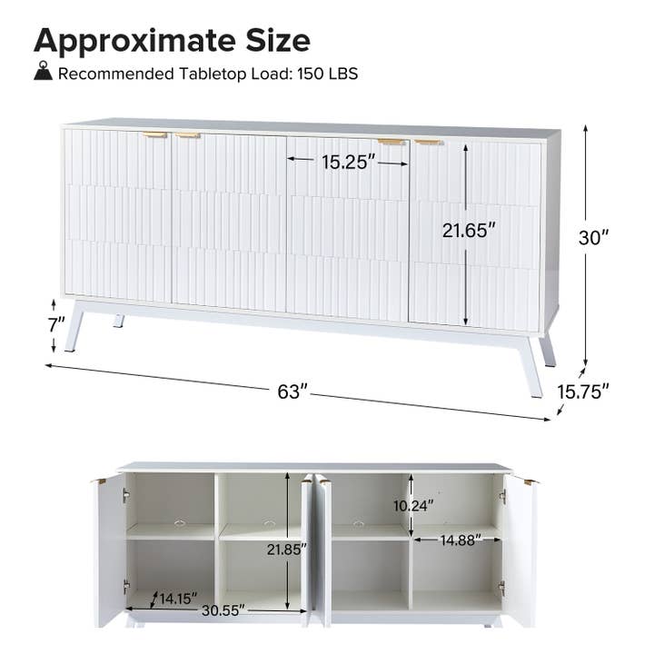 Wholesale Beat 63" Wide 4 door Sideboard