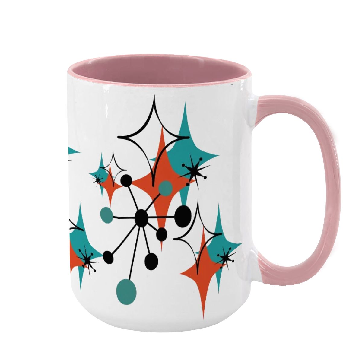 Mid Century Modern Atomic Starburst Sputnik Designed Large Colorful Mug (15oz) - Mid Century Modern Gal