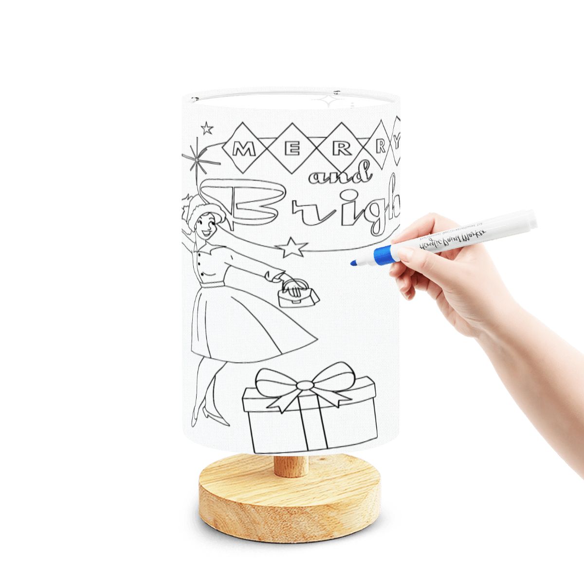 Mid Century Modern Christmas, 50s Vintage Merry And Bright DIY Paintable Table Lamp - Mid Century Modern Gal