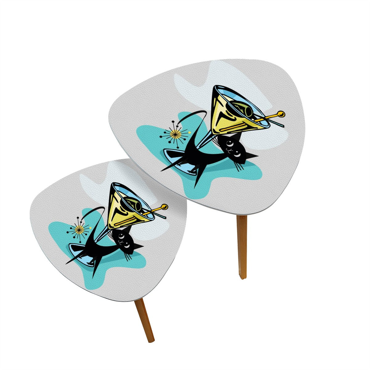 Atomic Cat Mid Century Modern Martini Time, MCM Barware Nesting Tables - Mid Century Modern Gal