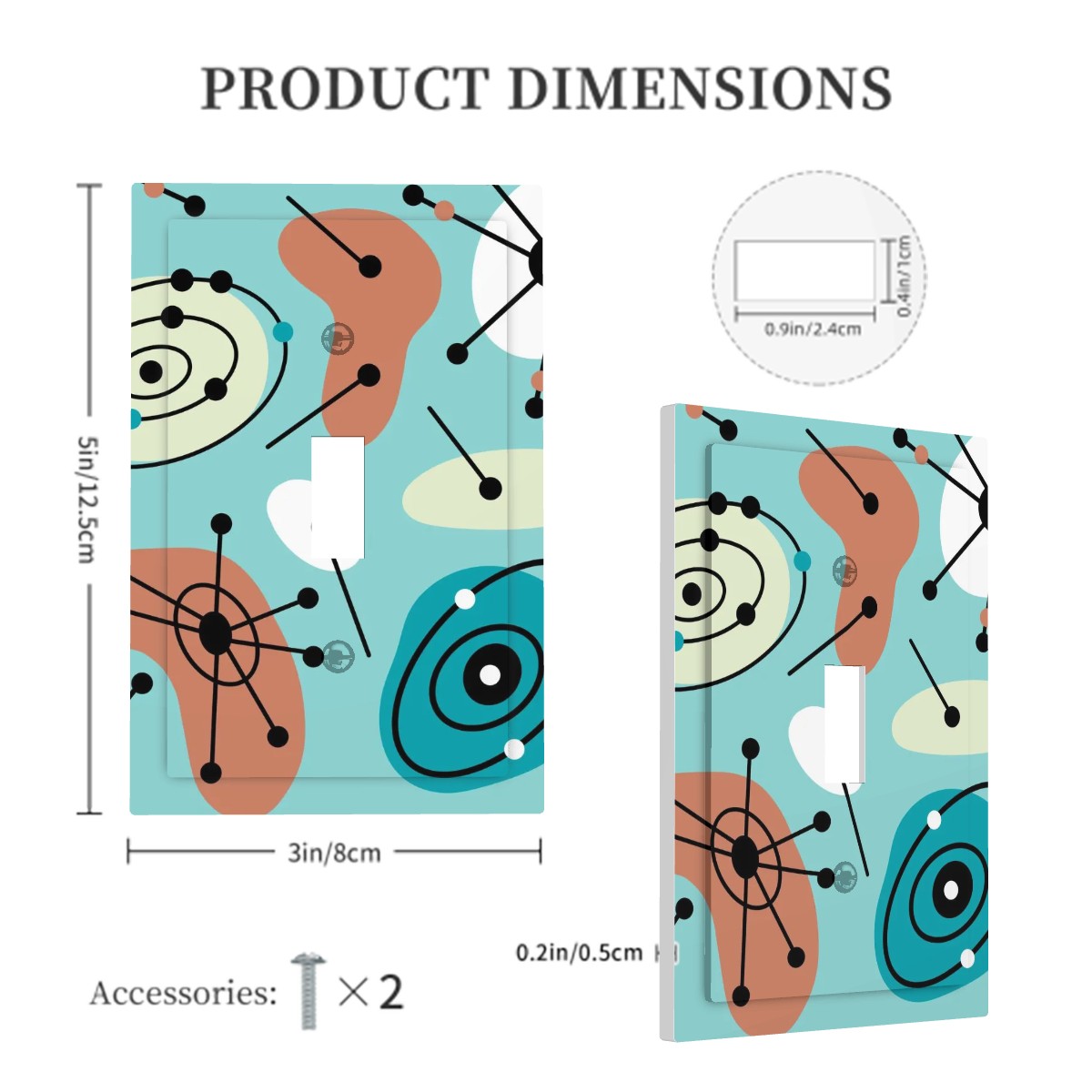 Mid Century Modern Aqua Blue Amoeba Designed Modern Switch Cover 1-Gang 1 Toggle - Mid Century Modern Gal