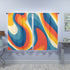 70s Retro Groovy Wave Mid Mod Yellow, Orange, Blue, Cream MCM Window Curtains (two panels) - Mid Century Modern Gal
