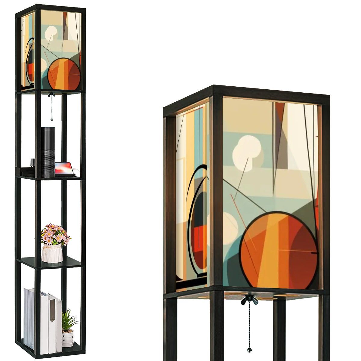 Mid Century Modern Geometric Bauhaus Designed MCM Floor Lamp With Shelves - Mid Century Modern Gal