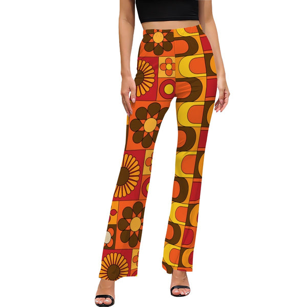 Retro 70s Party Women's Flared Pants, Groovy Mod Designs From The 70s