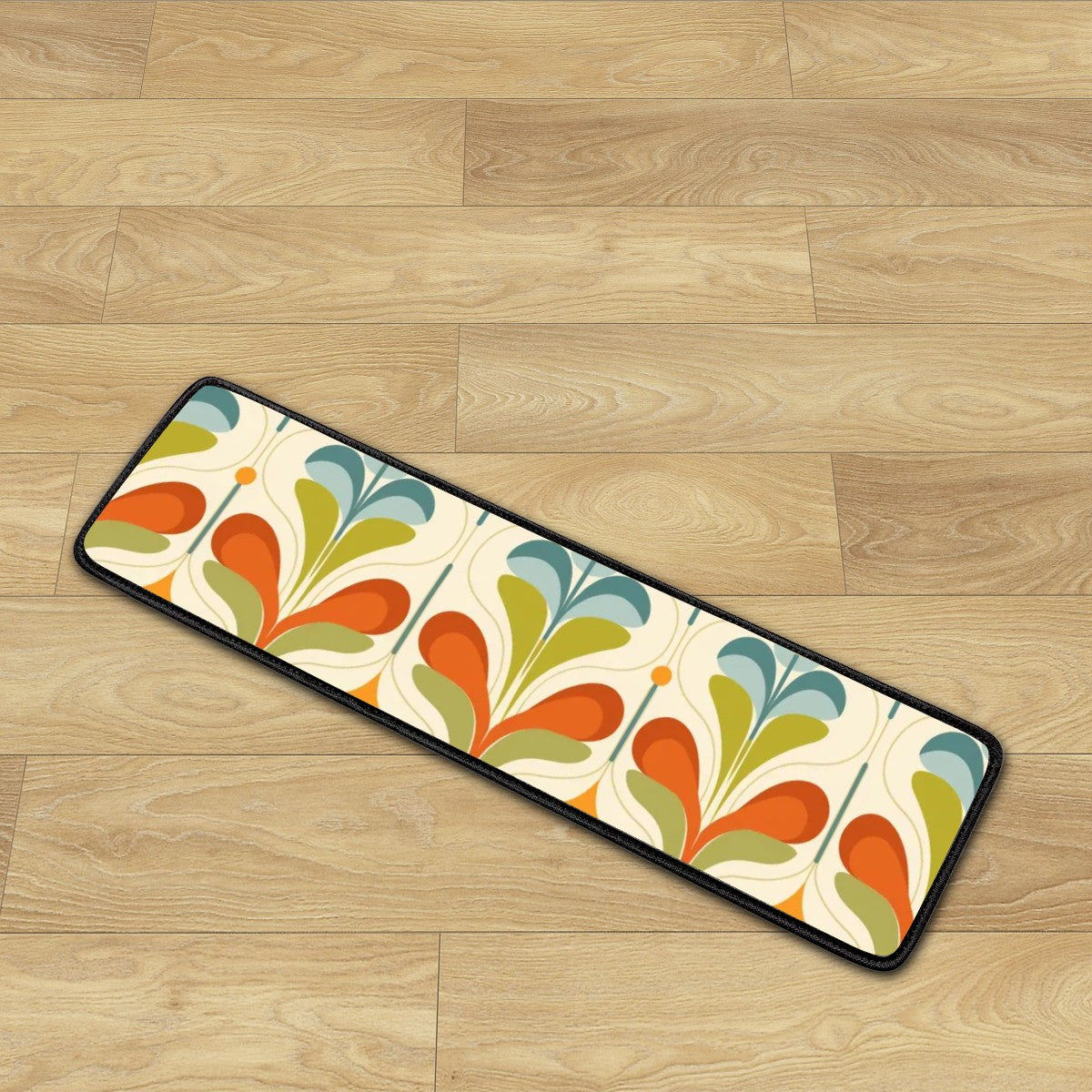 Mid Century Modern Groovy Mod Green, Orange, Blue Retro Non Slip Carpet for Stairs Treads - Mid Century Modern Gal