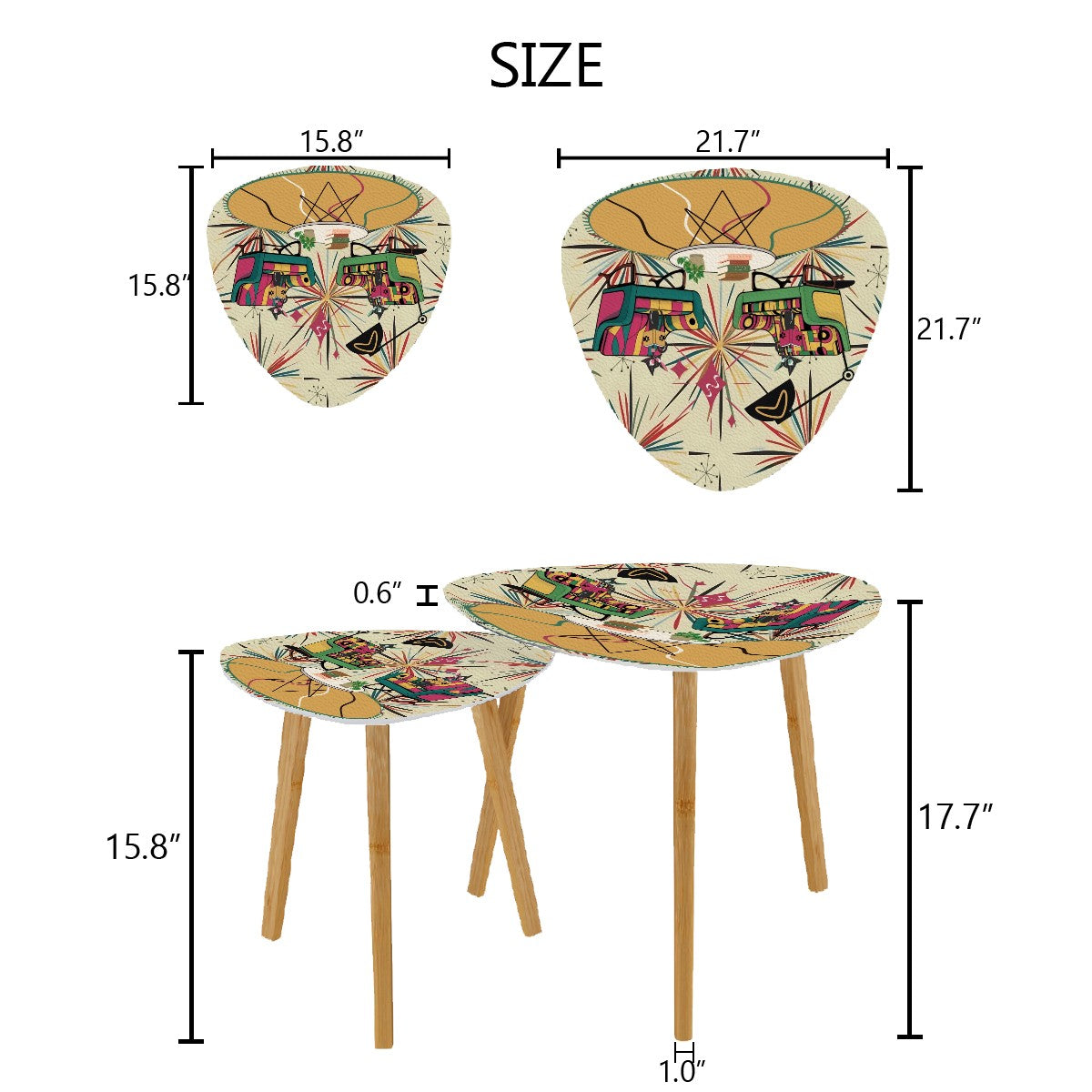 Mid Century Modern Atomic Cat, Book Lover, Book Gal, Retro Mod Nesting Tables - Mid Century Modern Gal