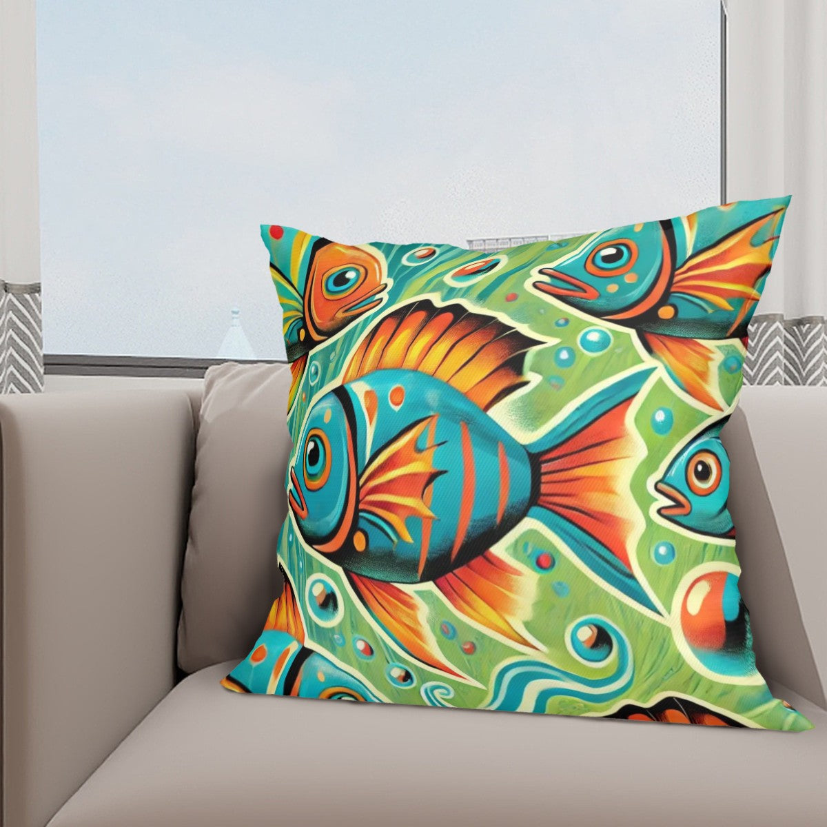 Mid Century Modern Atomic Fish Art, Retro Pillow Covers - Mid Century Modern Gal