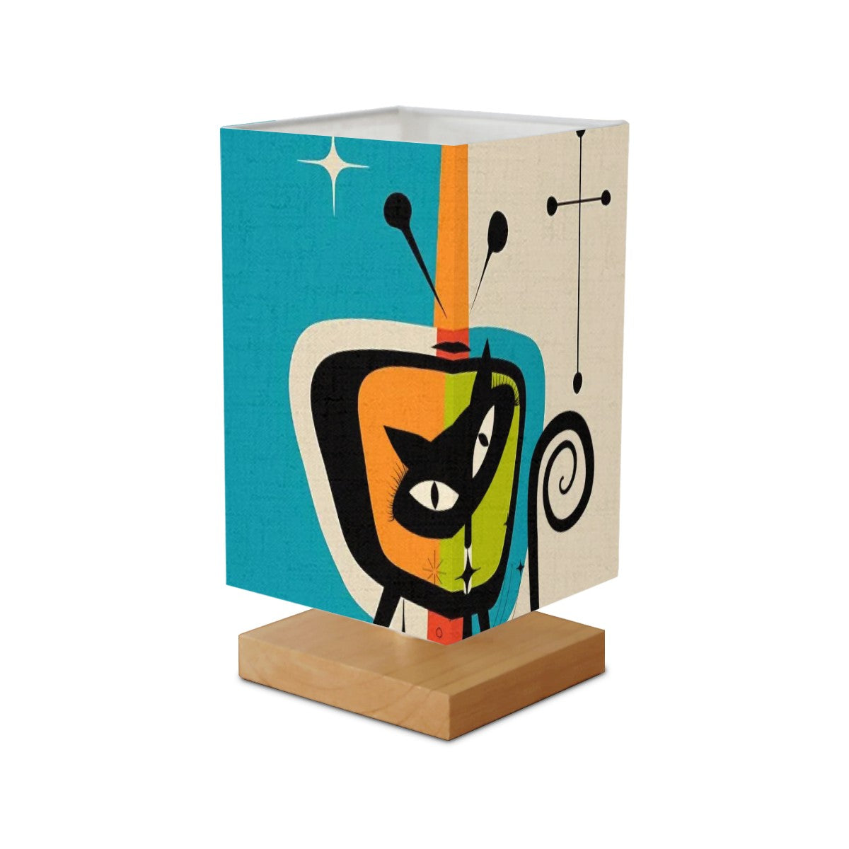 Atomic Cat Quirky Mid Mod Square Table Lamp - Mid Century Modern Gal
