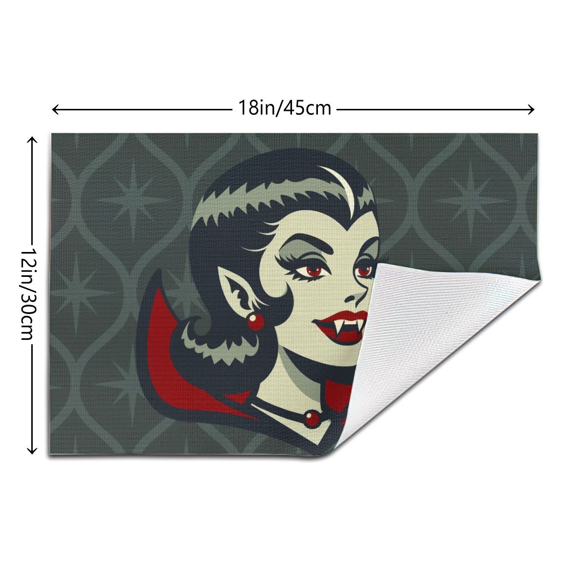 Vampire Dracula Girl Halloween Goth Horror Buff MCM Green Placemat 1pc - Mid Century Modern Gal