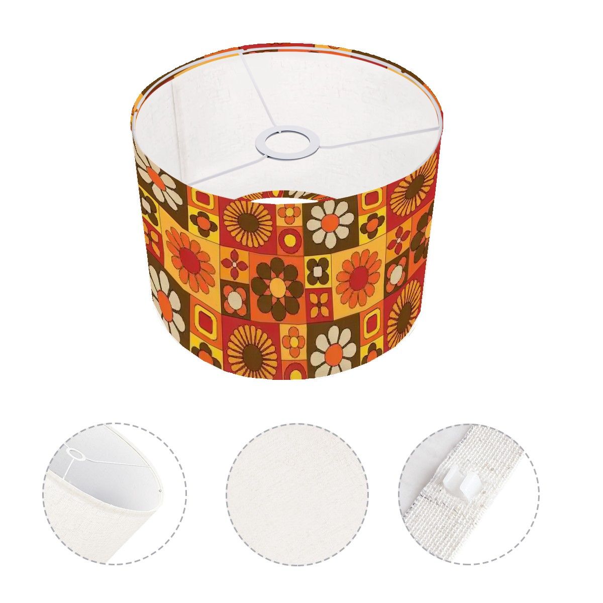 Retro Mid Mod Brown Orange Yellow Groovy 70s Arc Floor Lamp Shade with Ring - Mid Century Modern Gal
