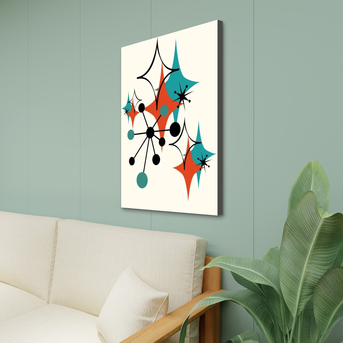 Mid Century Modern Wall Art, Atomic Diamonds Starburst Retro Mod Home Decor - Mid Century Modern Gal