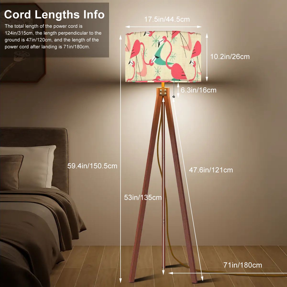 Mid Century Modern Kitschy Retro Flamingo, Palm Spring California Lover, Florida, MCM Tripod Floor Lamp - Mid Century Modern Gal