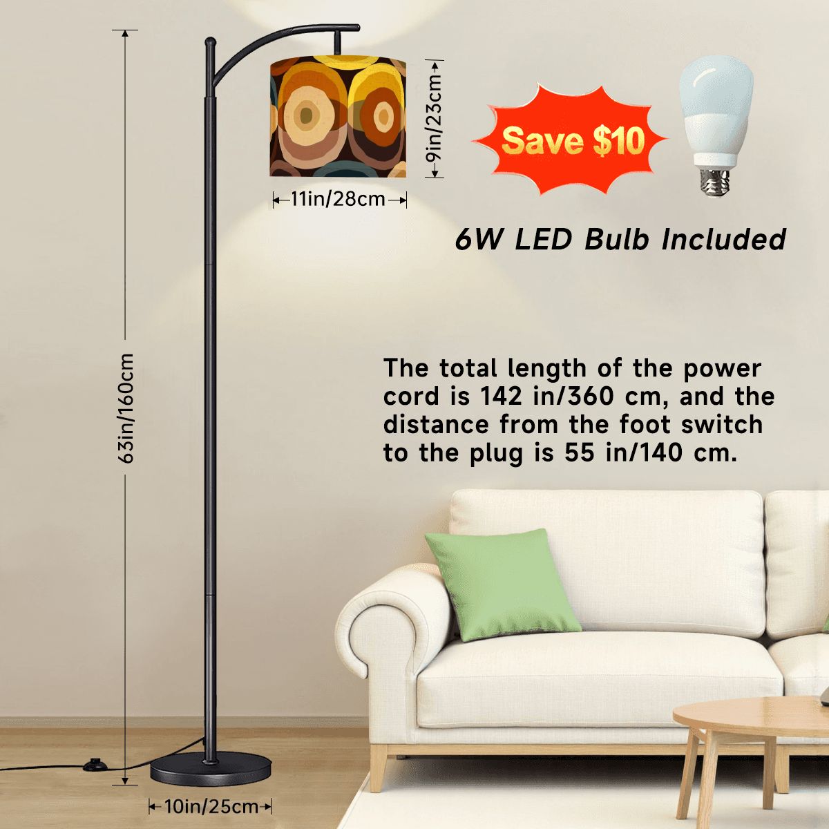 Mid Century Modern Groovy Retro Orbs, 70s Vibes Brown Yellow, Vintage Inspired Arc Floor Lamp - Mid Century Modern Gal