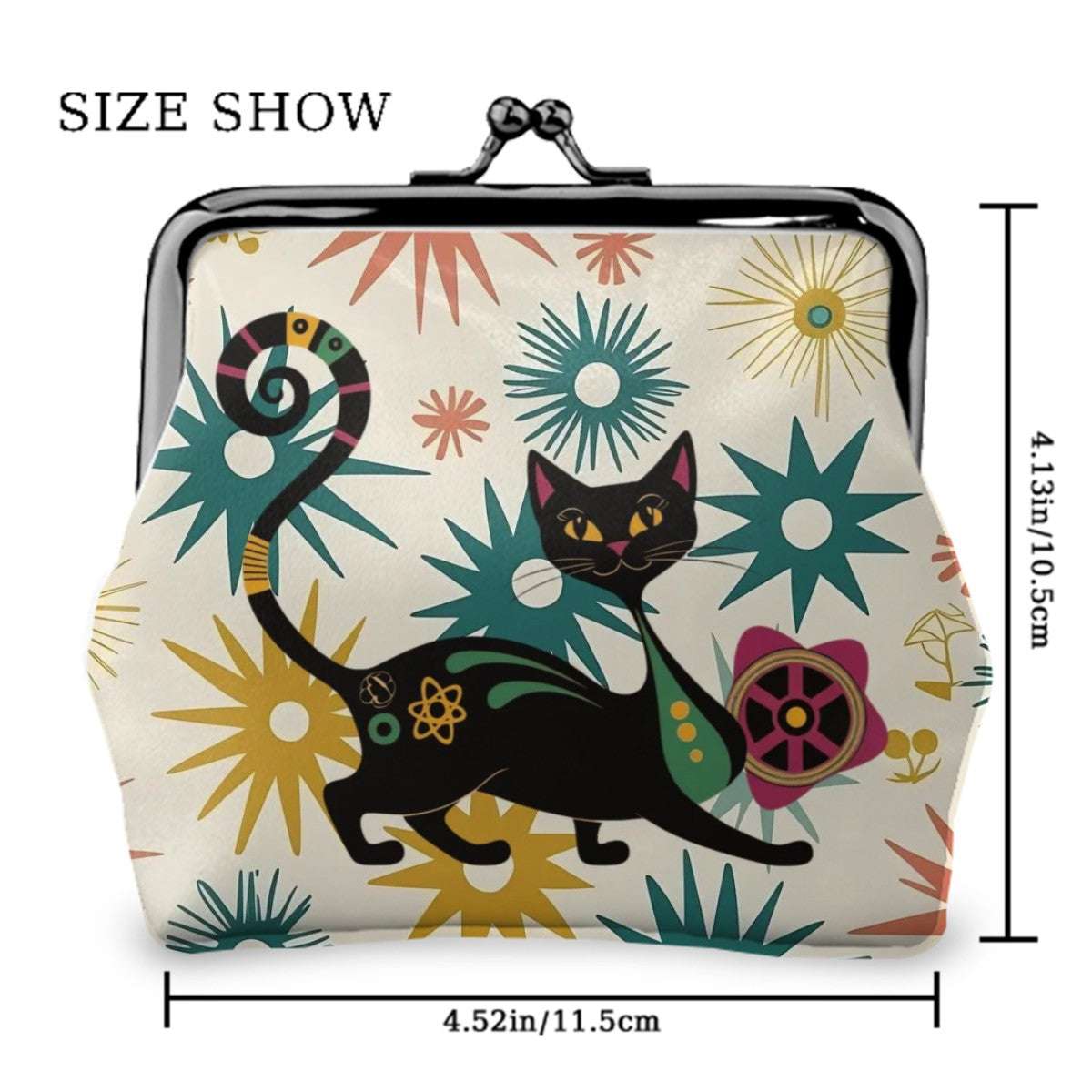 Atomic Cat Mid Century Modern Coin Purse – Retro Kitsch Accessory for Vintage Style Lovers - Mid Century Modern Gal