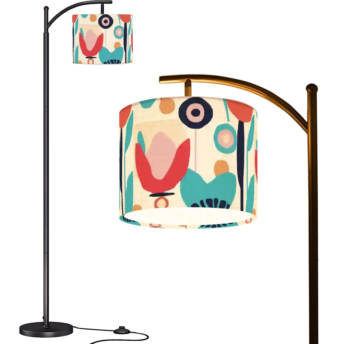Mid Mod Floral Retro Scandinavian Modern Arc Floor Lamp - Mid Century Modern Gal