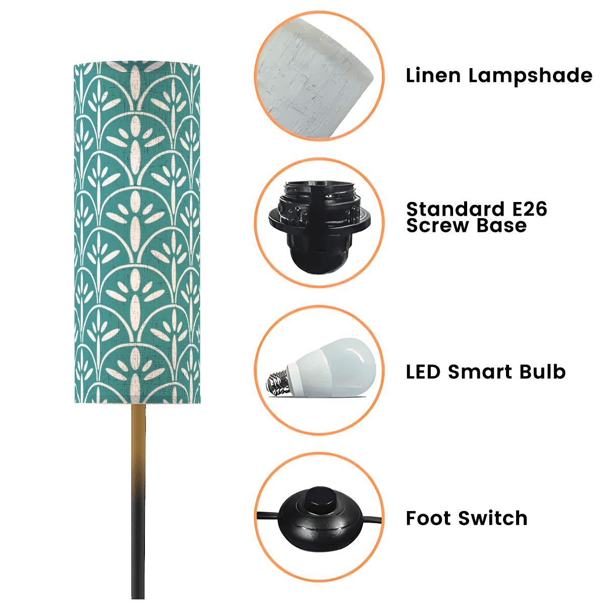 Art Deco Colorful Abstract Floor Lamp | Teal Blue Mid Century Modern Lighting - Mid Century Modern Gal