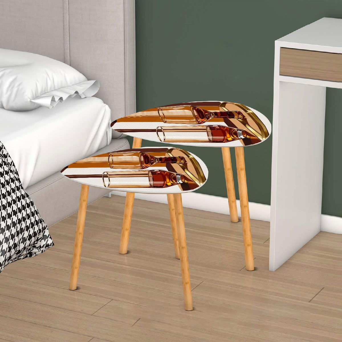 Bourbon Whisky Mid Century Modern Nesting Tables - Mid Century Modern Gal