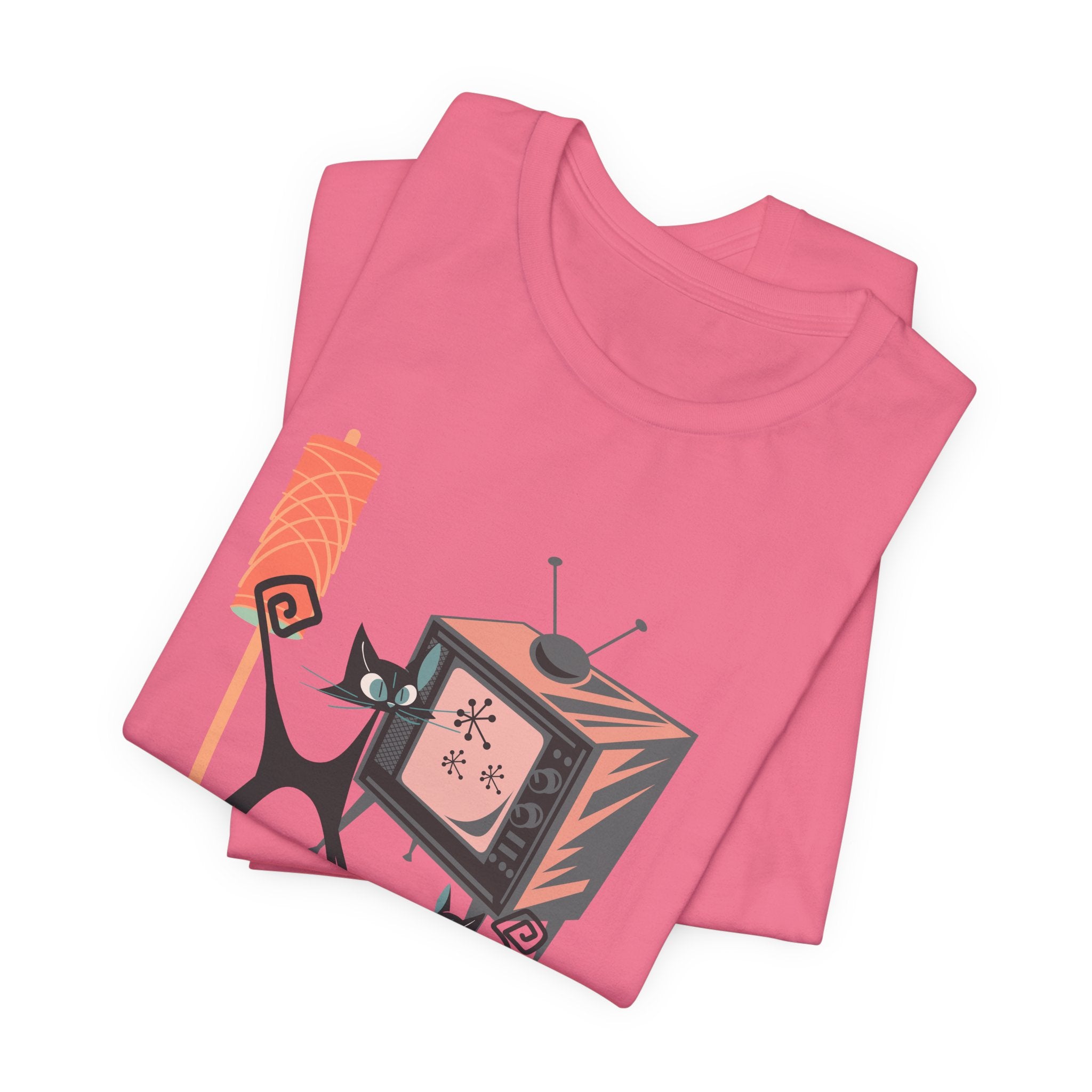 Atomic Cat, Kitschy Mid Mod Retro Comfy Unisex Jersey Short Sleeve Tee - Mid Century Modern Gal