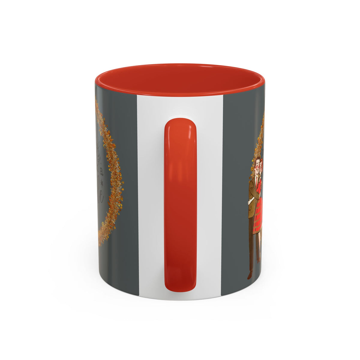 Vintage 50s kitschy Christmas mug featuring a playful holiday design, perfect for Secret Santa gifts or co-worker cheer.