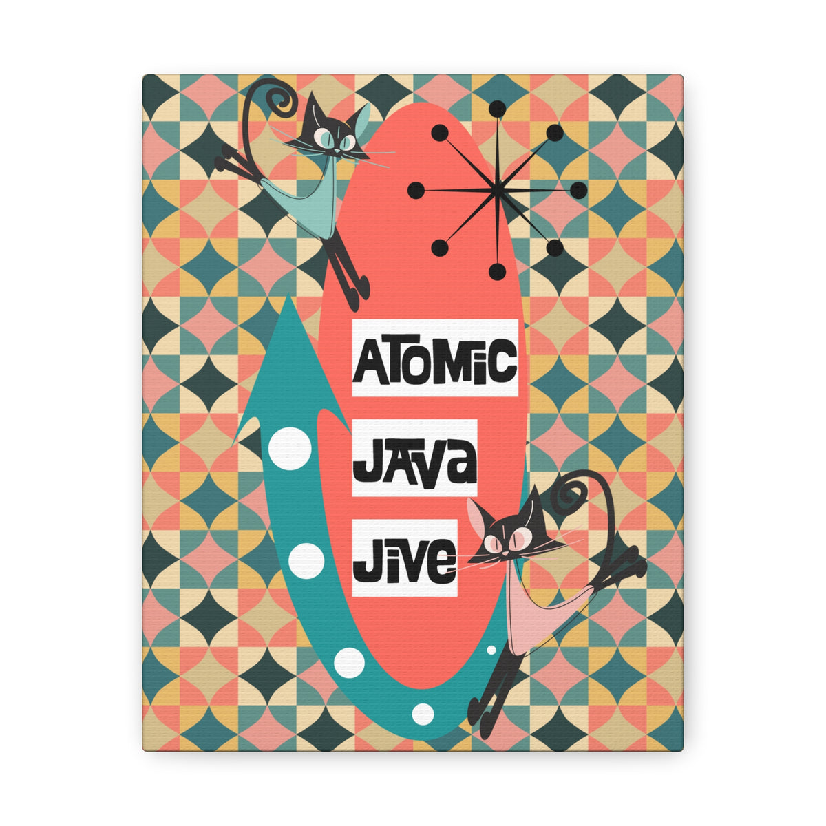 Mid Century Modern Coffee Bar, Coffee Nook, Kitschy 50s Wall Art, Atomic Java Jive Coffee Lover Art - Mid Century Modern Gal