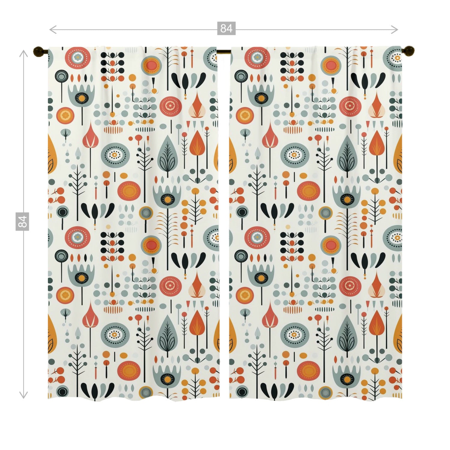 Mid Century Modern Scandinavian Floral, Mod Retro Opaque Window Curtains - Mid Century Modern Gal