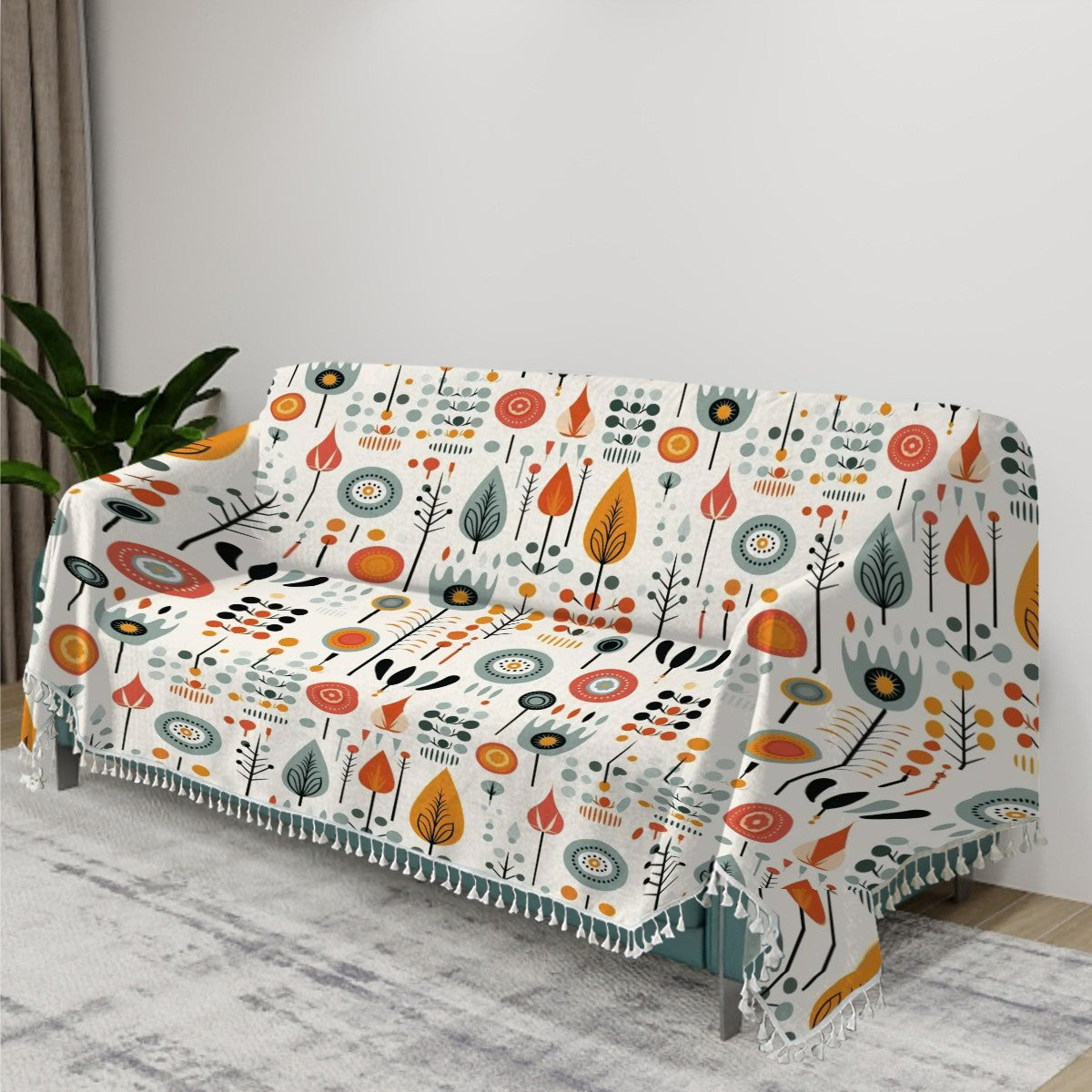 Mid Century Modern Scandinavian Flower Retro Mod Couch Covers Blanket - Mid Century Modern Gal