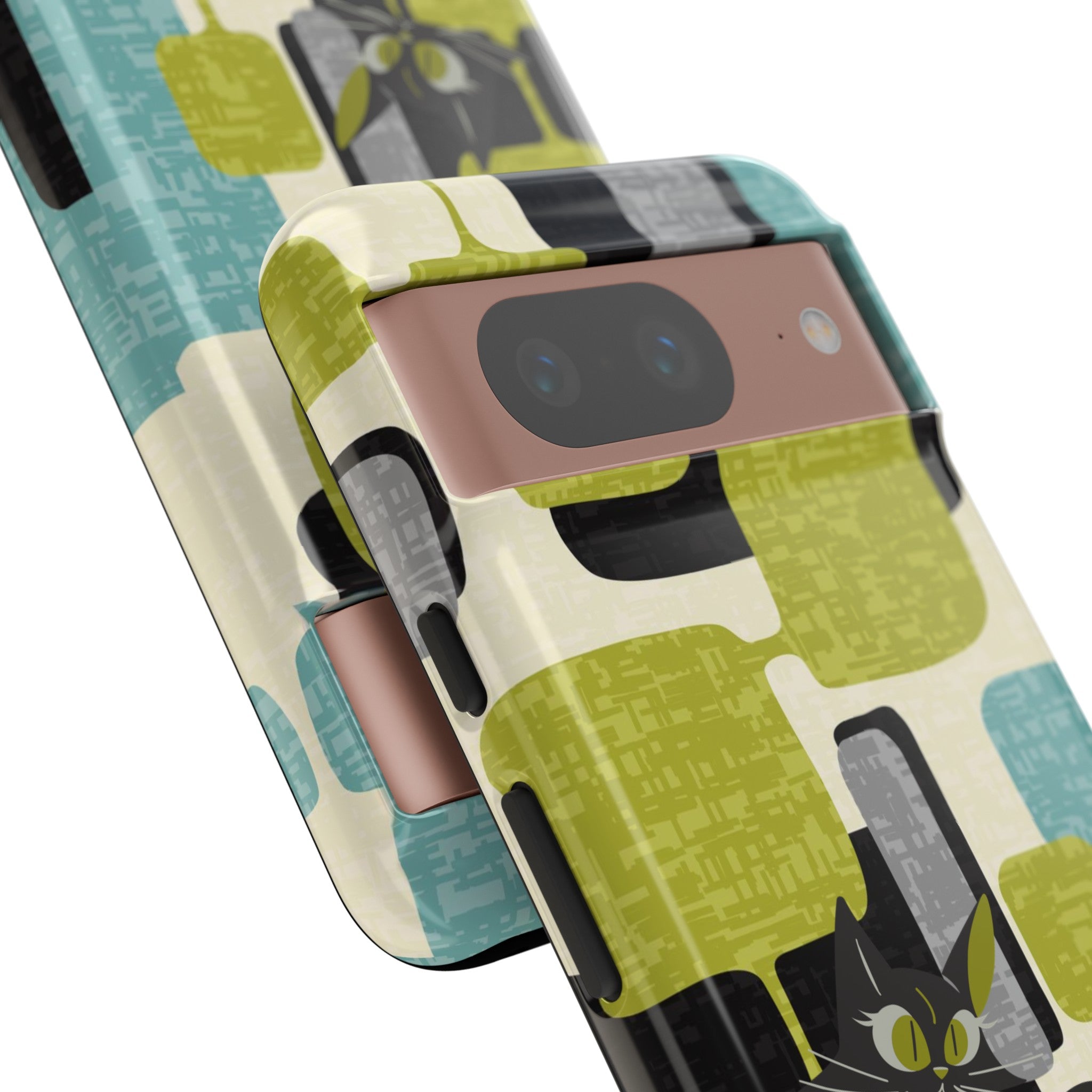Mid Century Modern Geometric Kitschy Cat, Boomerang Retro Smart Phone Tough Cases