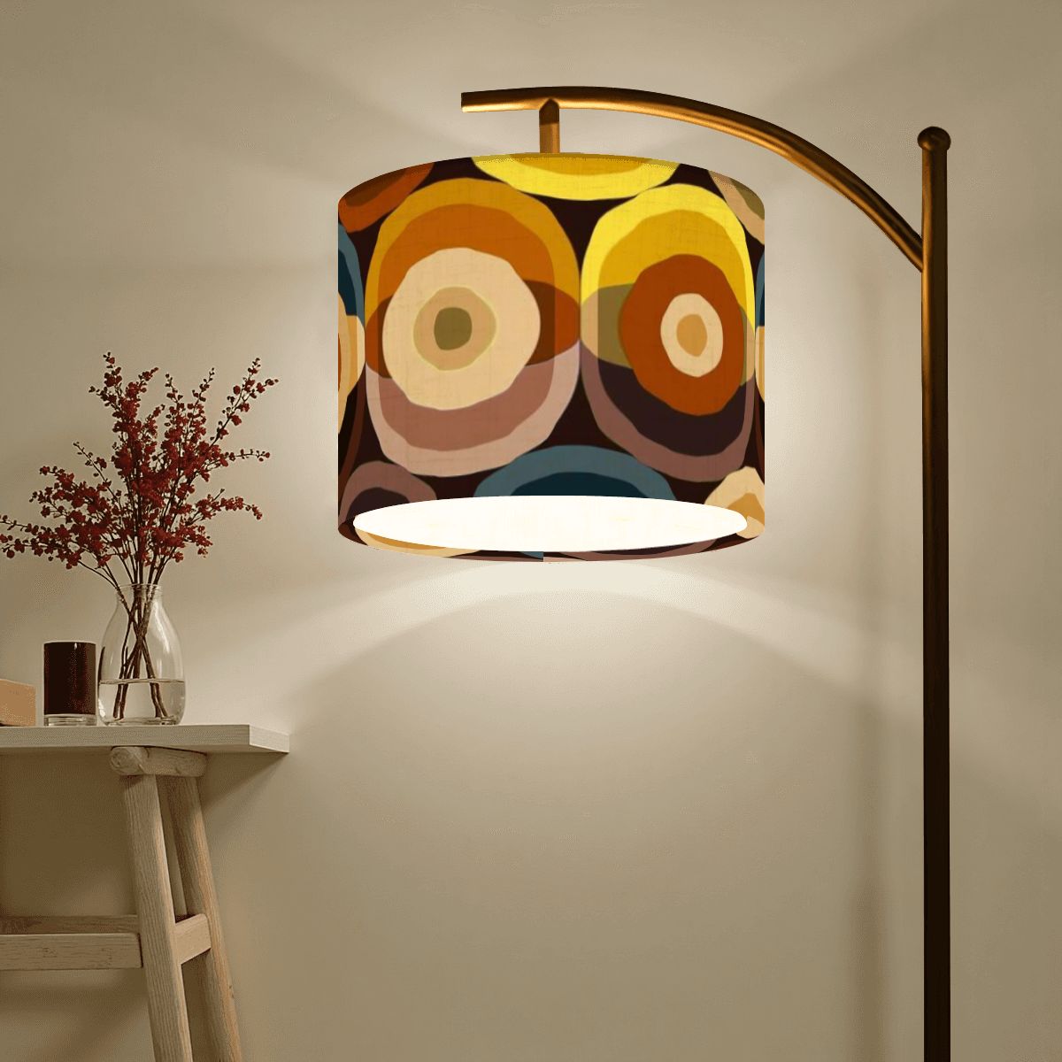 Mid Century Modern Groovy Retro Orbs, 70s Vibes Brown Yellow, Vintage Inspired Arc Floor Lamp - Mid Century Modern Gal