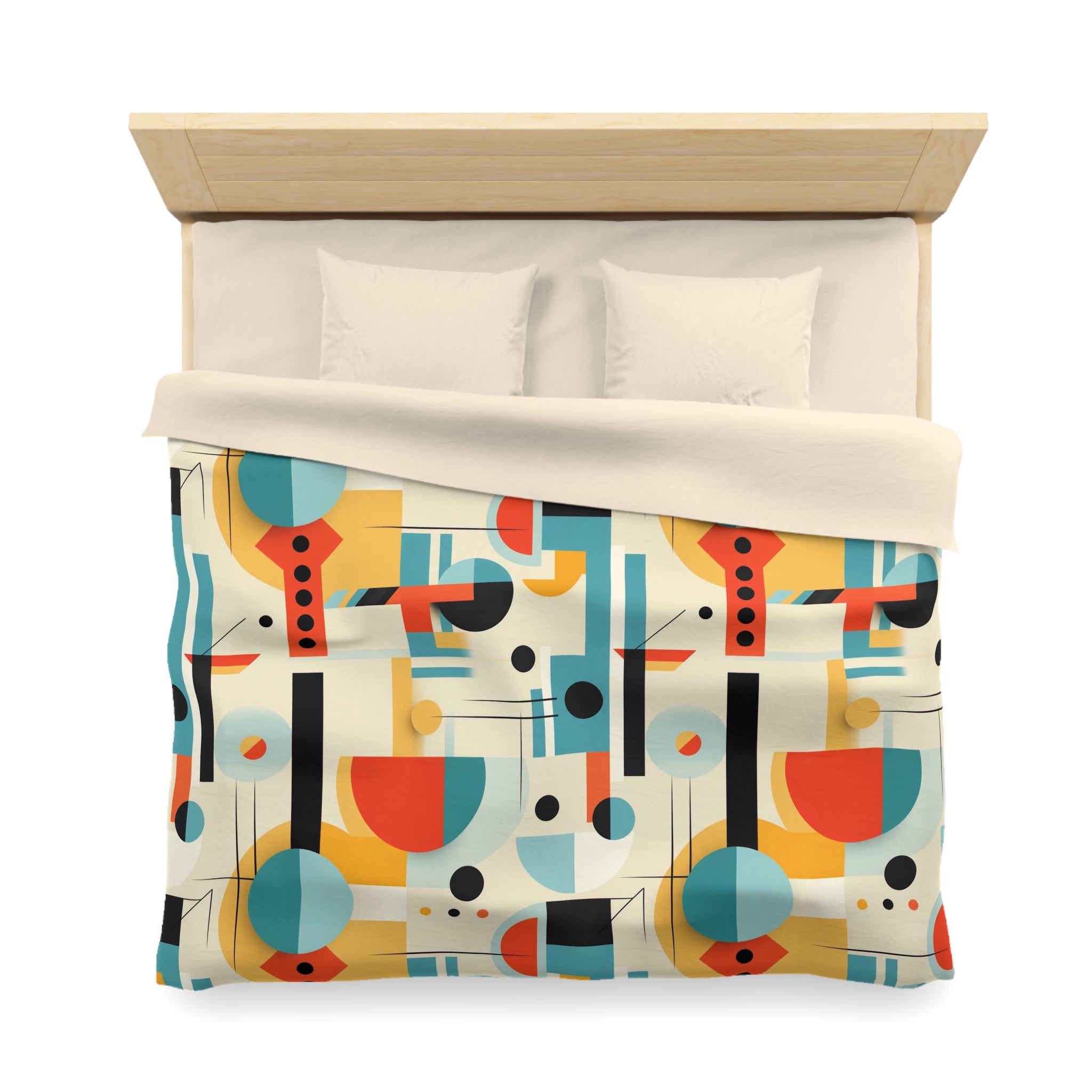 Bauhaus Modern MCM Bedding Duvet Cover, Orange, Blue, Yellow, Minimalist Design - Mid Century Modern Gal