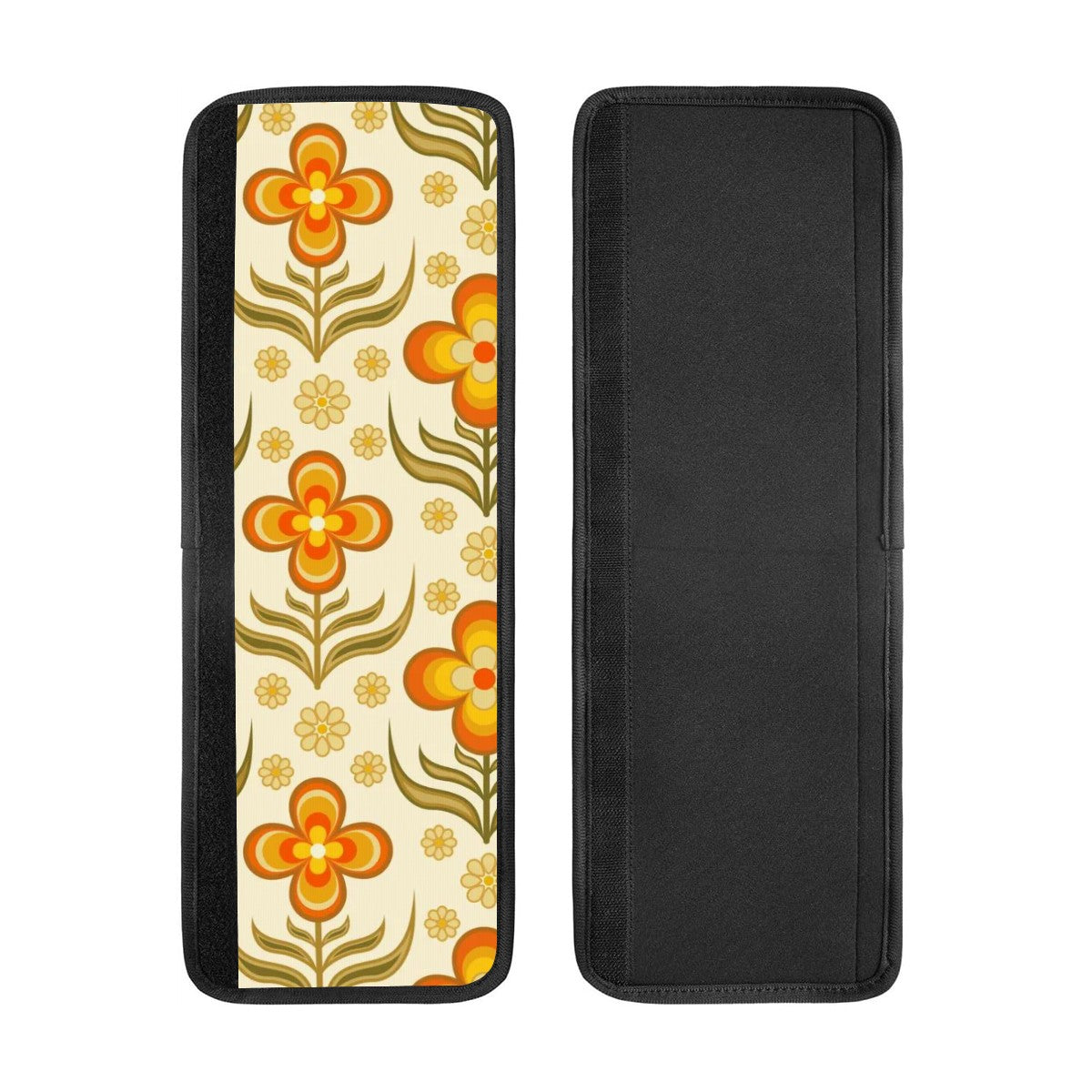 Harvest Gold, Orange Flower Power Refrigerator Handle Covers 2 pcs - Mid Century Modern Gal