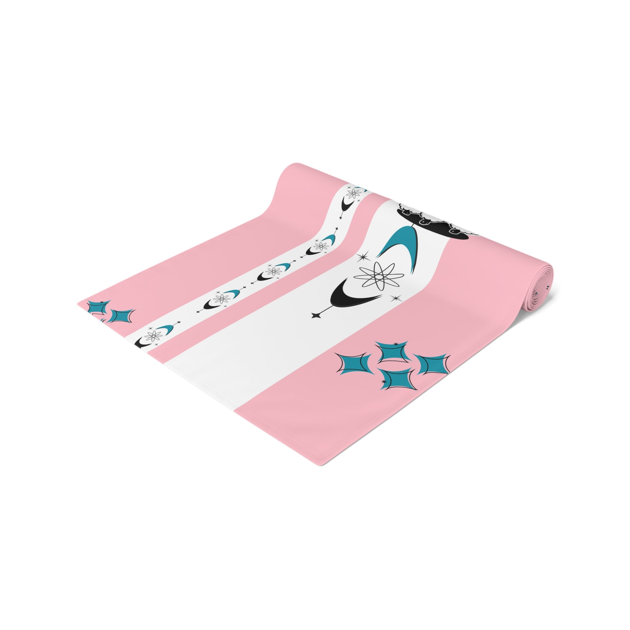 Atomic Poodle Mid Century Modern Pink Whimsical Cosmic Table Runner - Mid Century Modern Gal